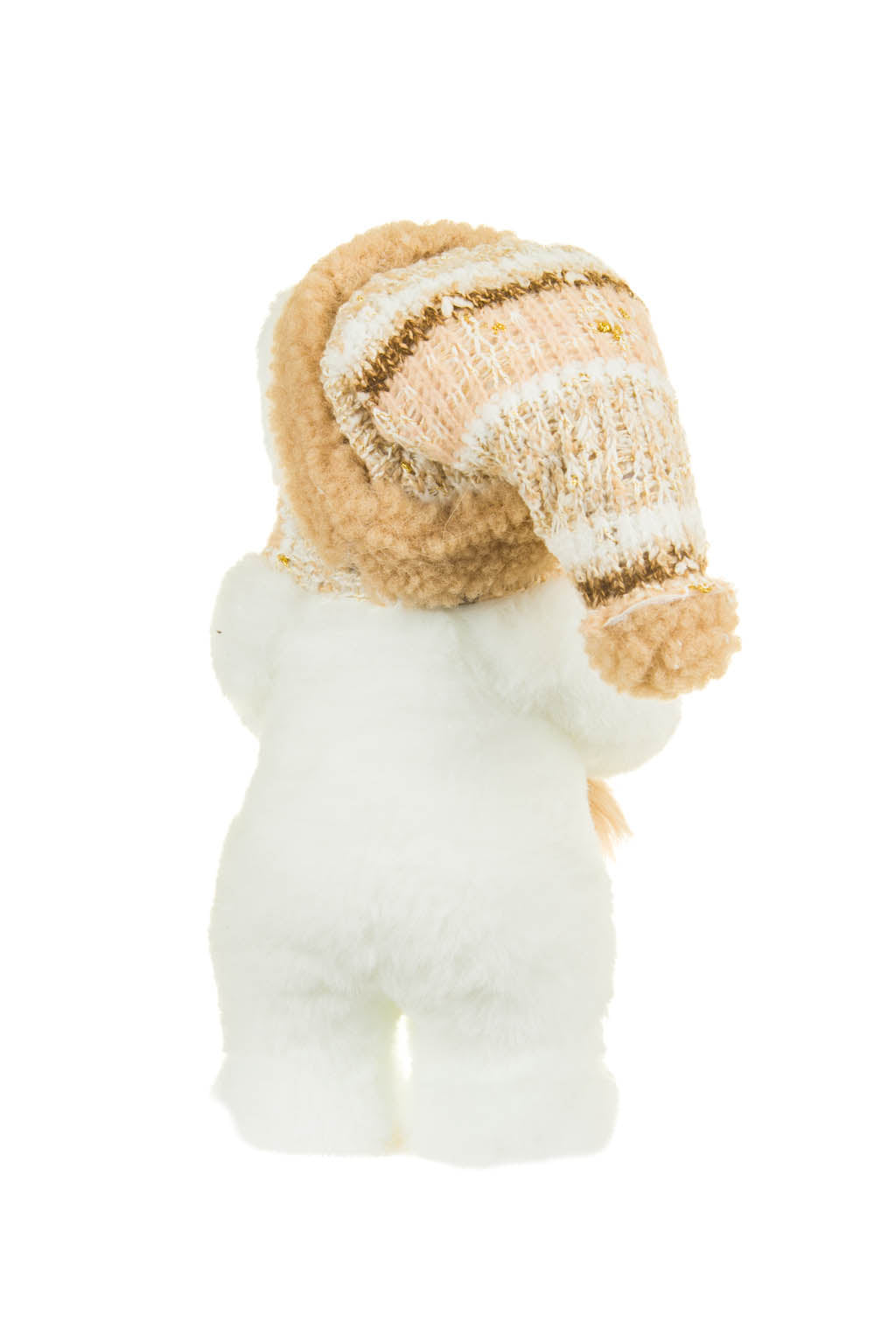 10" White Cotton Bear Figurine with Winter Scarf