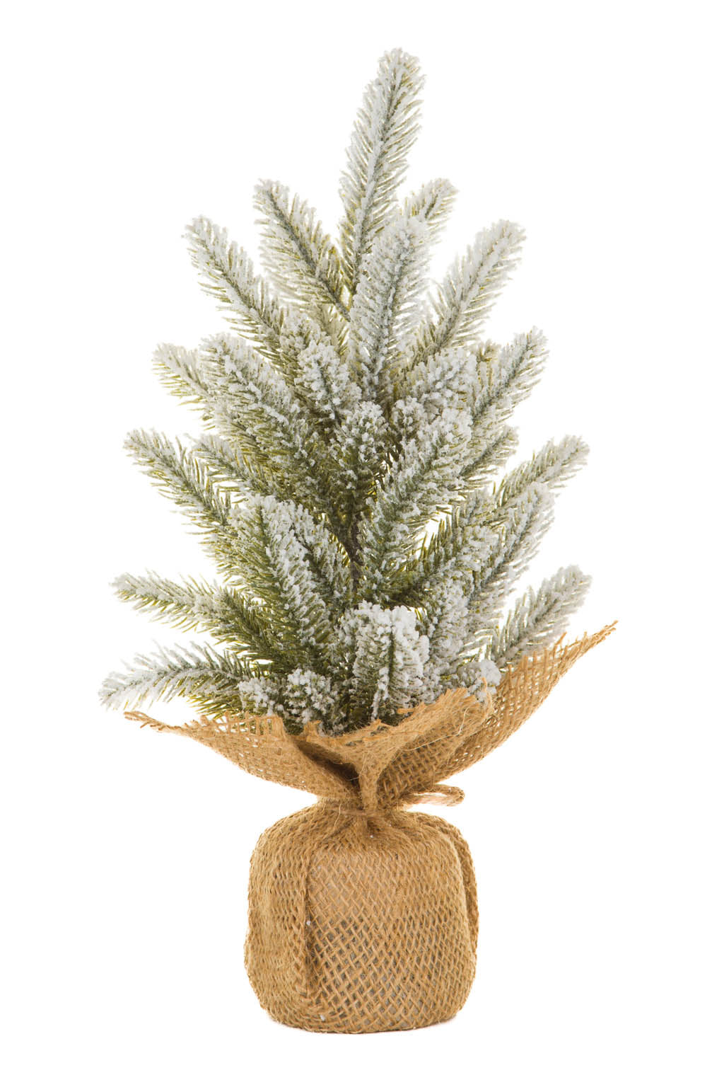 14" Frosted Green and White Pvc Christmas Tree with Burlap Wrapped Base