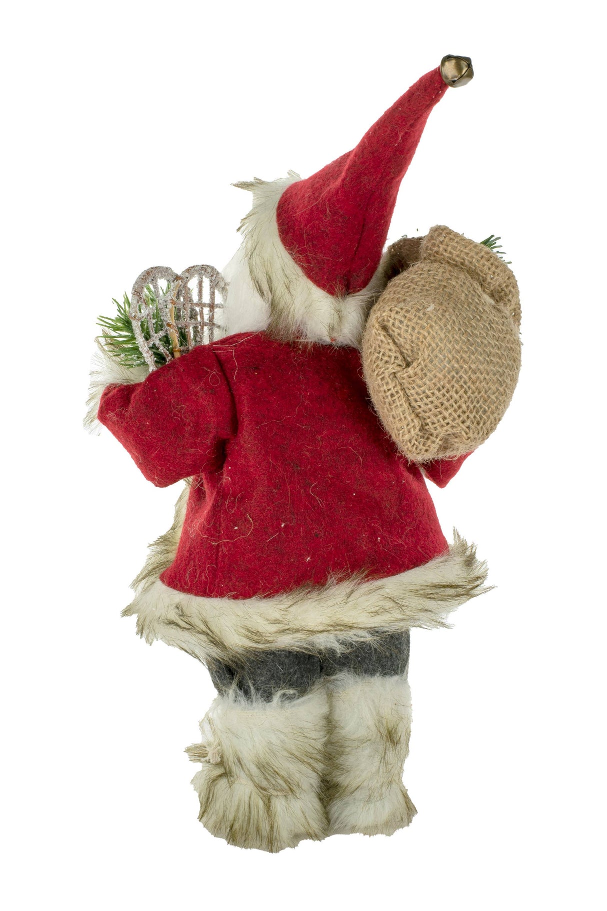 12" Red Cloth Santa Figurine with Fur Coat