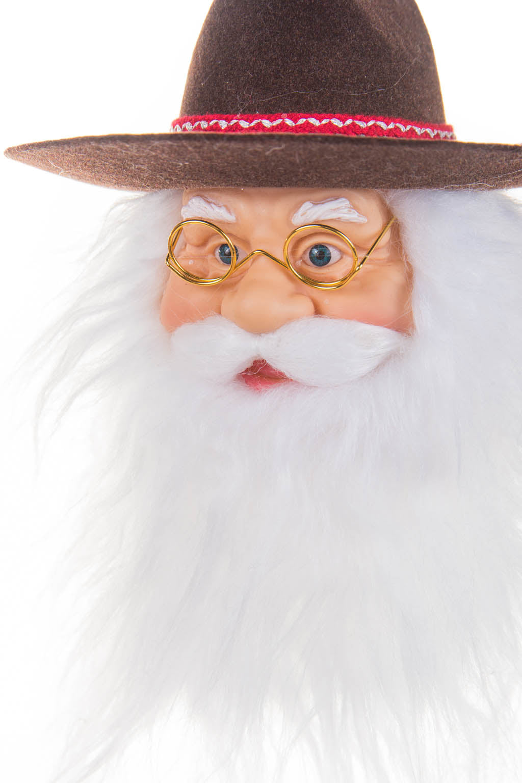 8" Hangable White and Brown Felt Santa Head Ornament