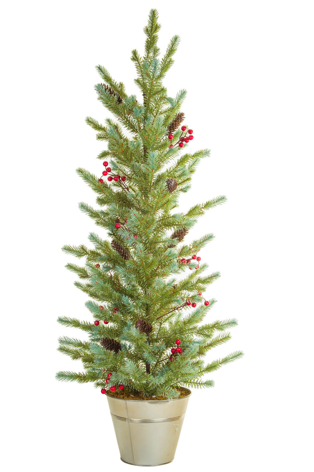 48" Green Pvc Christmas Trees with Silver Planter