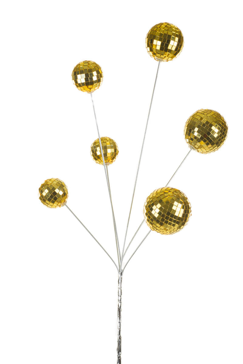27.5" Gold Metal Disco Ball Tree Pick