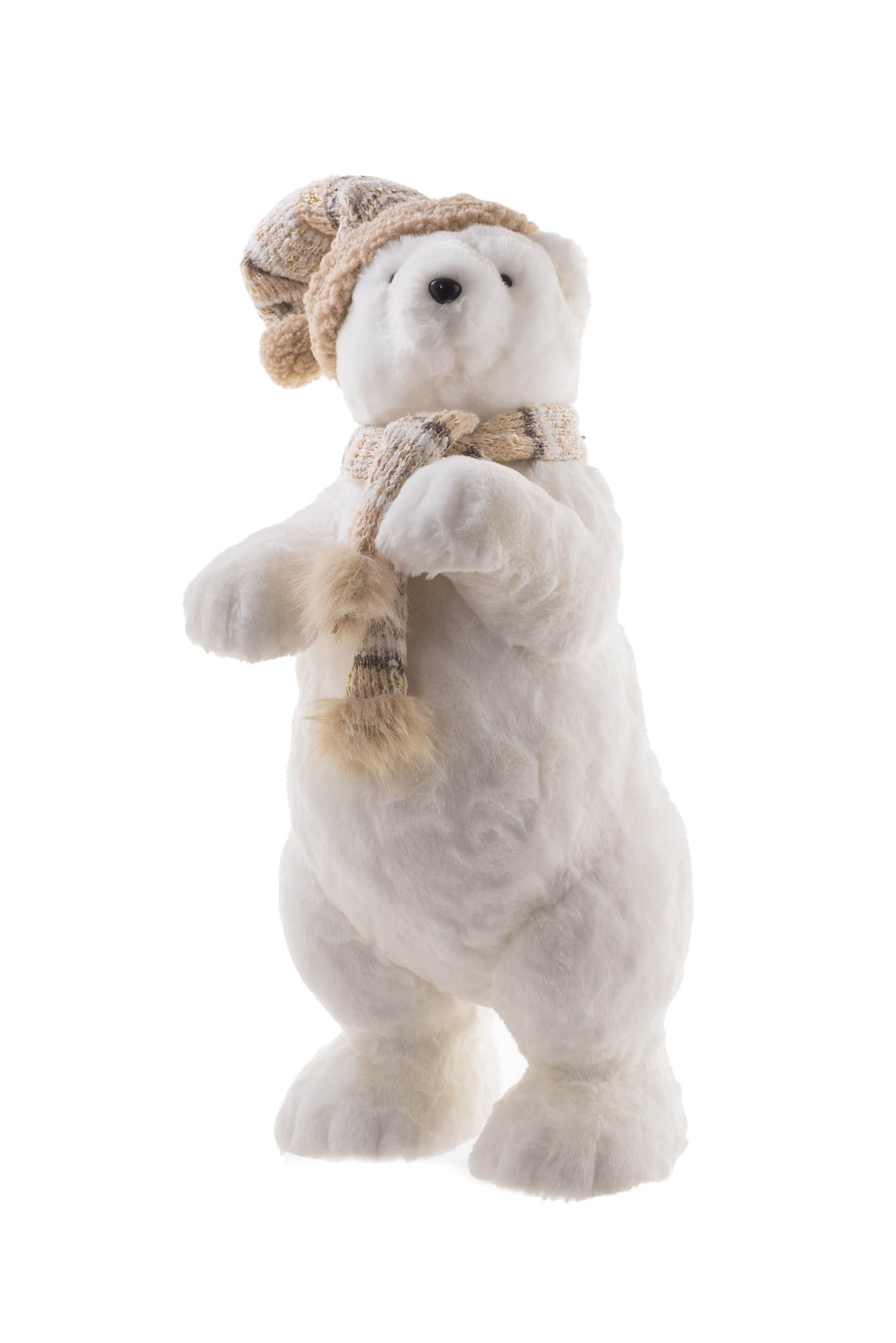 21.5" White and Beige Furry Bear Figurine