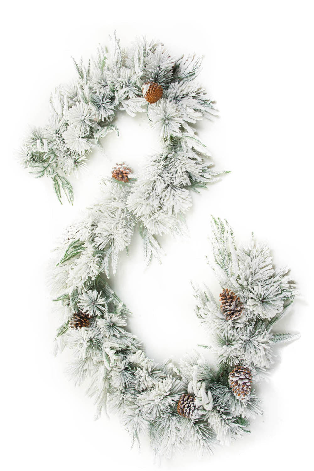 106.25" Hangable Flocked Green Pvc Garland with Frosted Pinecones