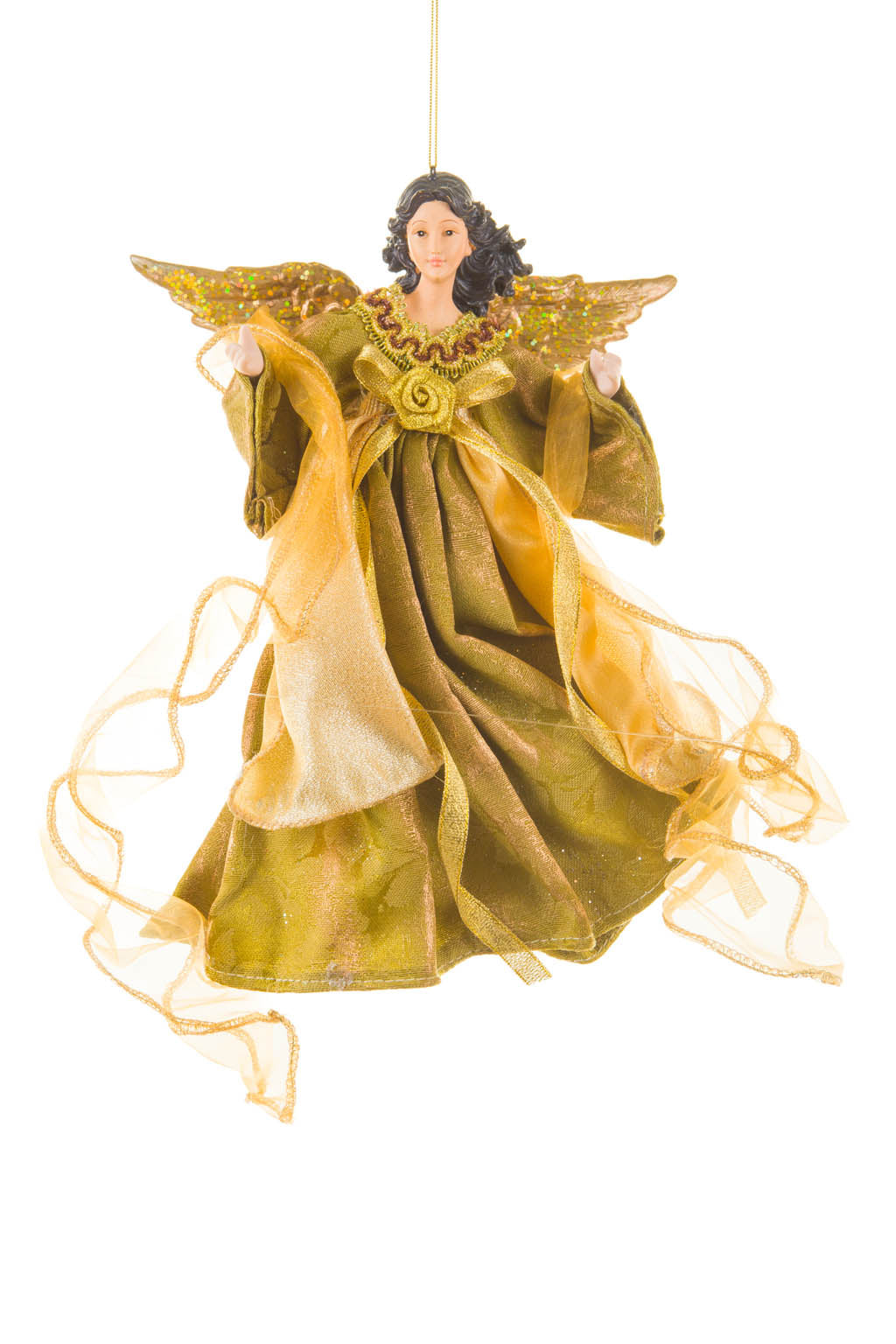 10" Hanging Gold Polyester Graceful Angel