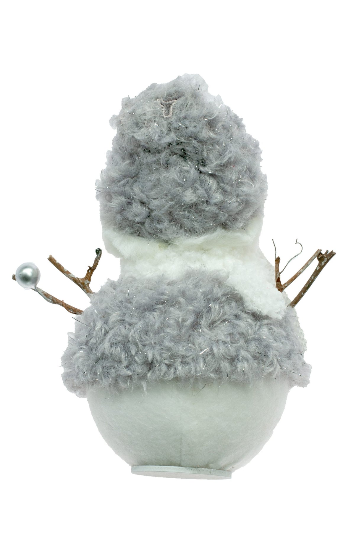 6" Gray and White Cloth Happy Snowman with Fuzzy Coat