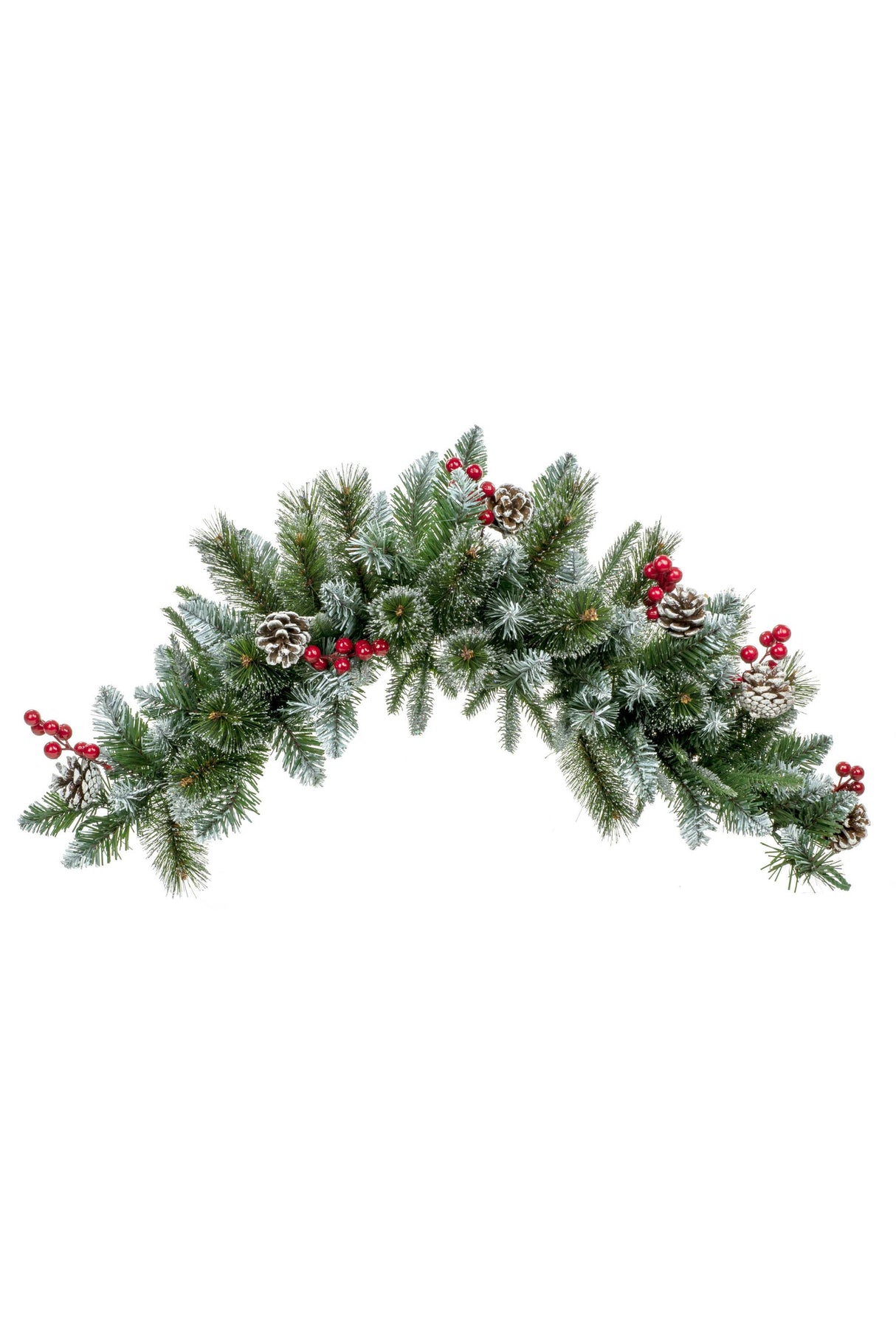 27.5"Silver Pvc Mixed Tip Pine Swag with Pinecones and Berries