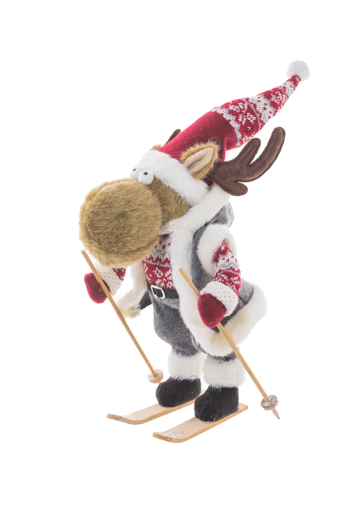 14" Striped Gray and Brown Cloth Moose Figurine