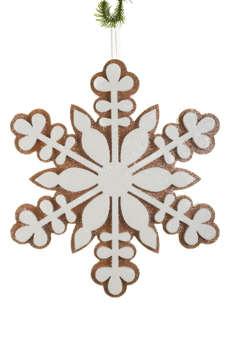 20"White and Brown Cloth Gingerbread Cookie Snowflake