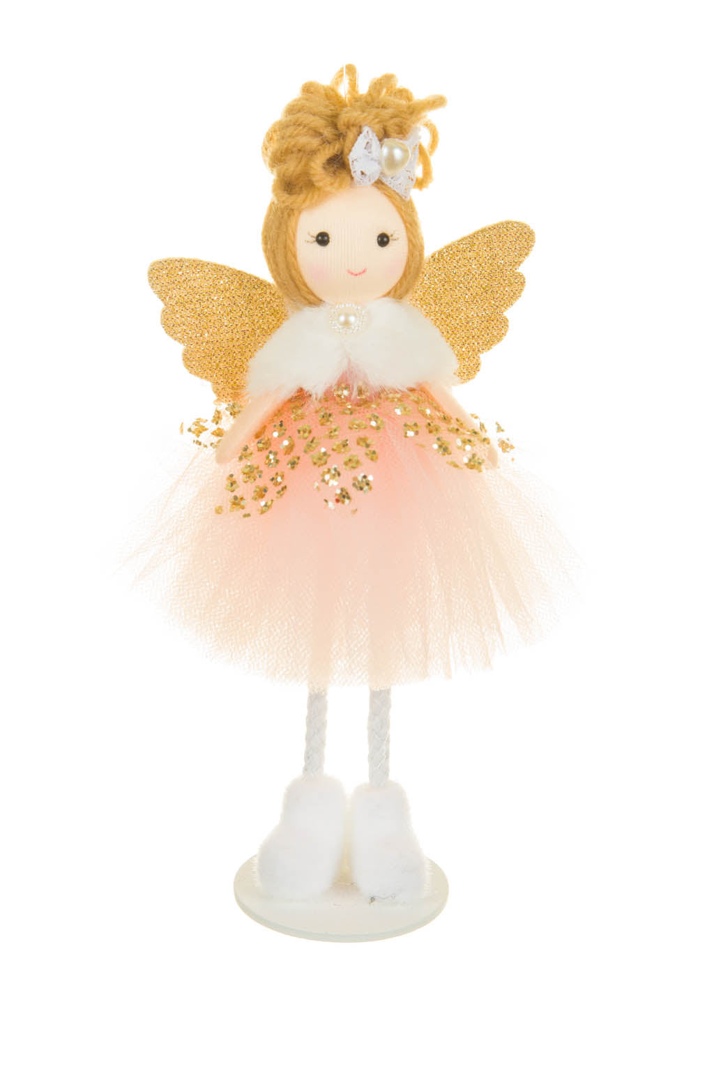 7" Hangable Baby Pink Cloth Ballerina Girl Doll with Up-Do