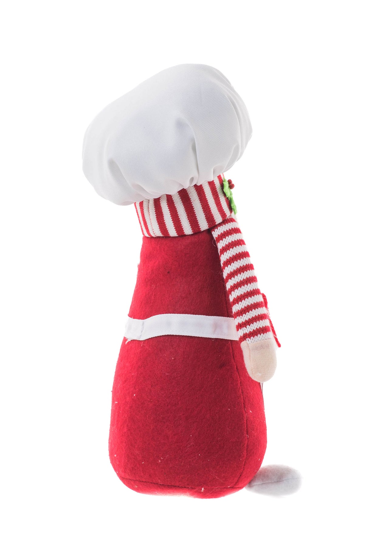 12.5" Striped White and Red Cloth Chef Santa Gnome