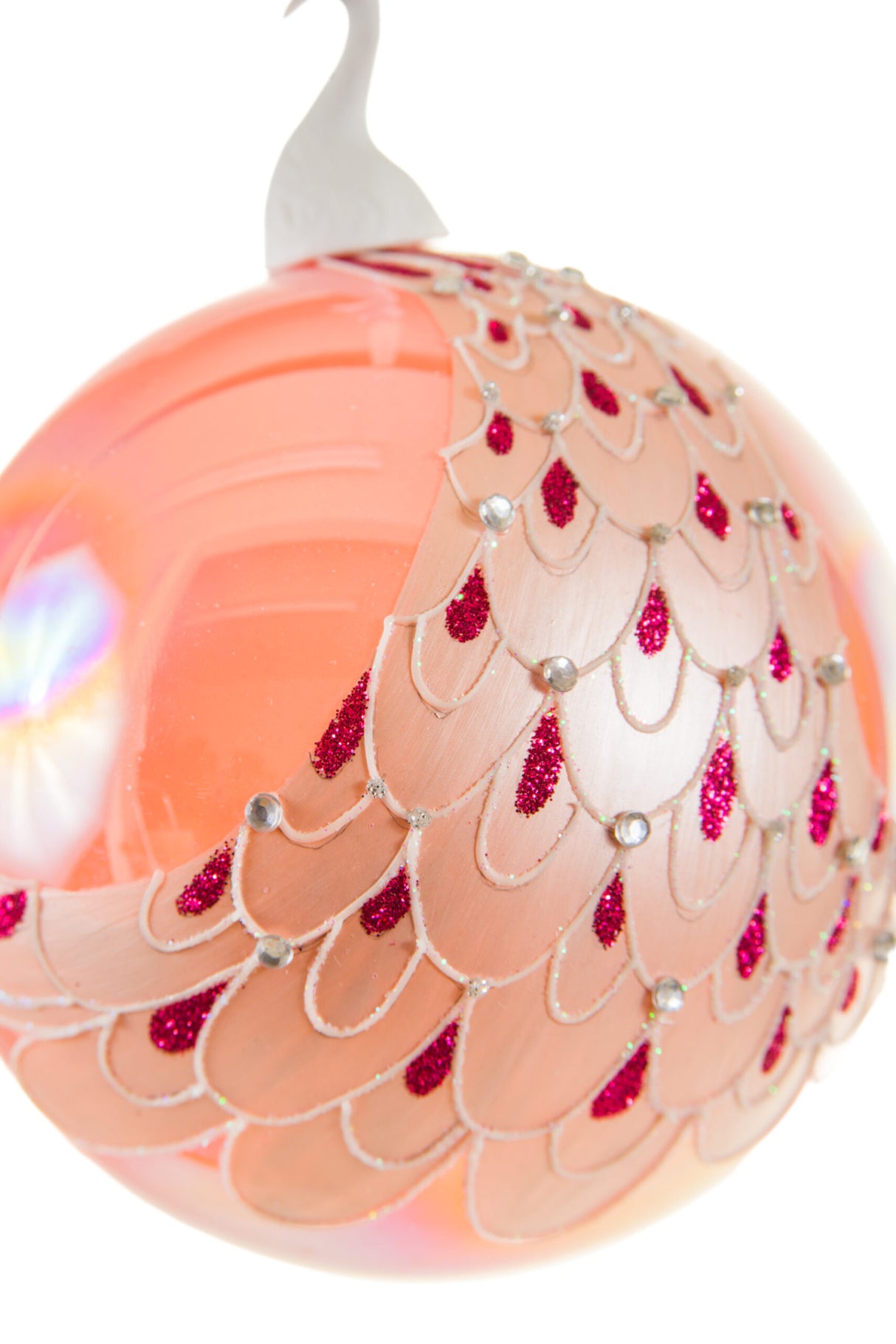 4.3" Hanging Pink Glass Peafowl Ornament