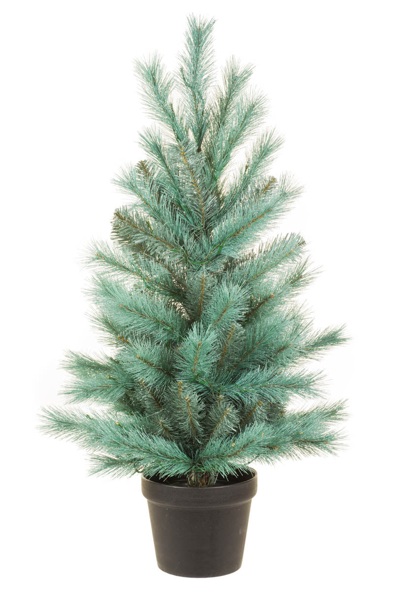 36" Sea Green Pvc Spruce Warm White LED Christmas Tree with 98 Tips. and Black Pot Base