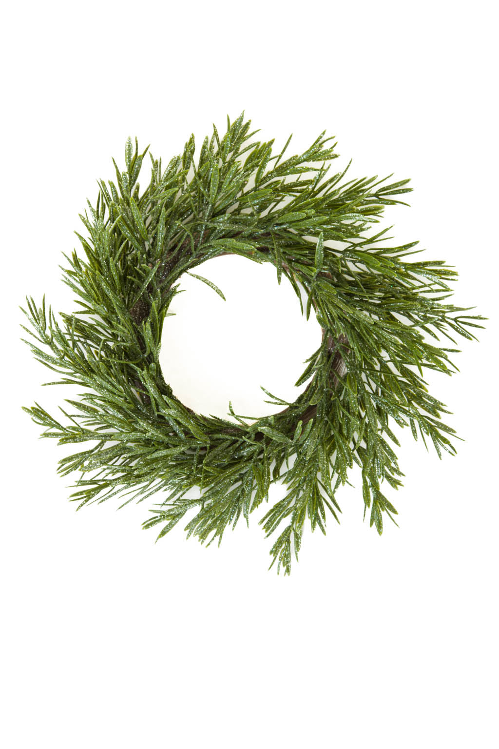 10.5" Hangable Green Pvc Mini Wreath withLeaves