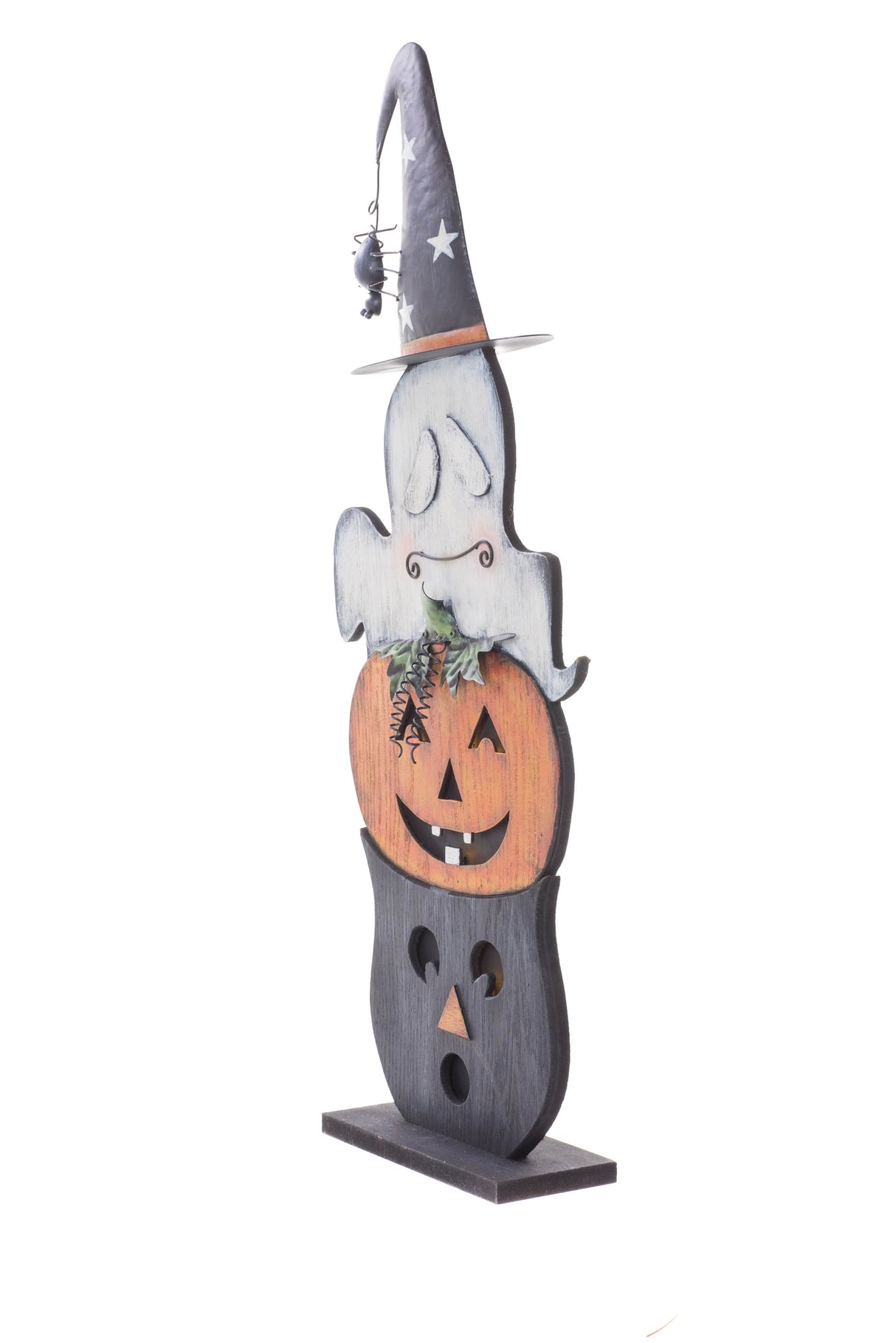 31" Rainbow Wooden 3-Layer Halloween Warm White LED Spooky Decor
