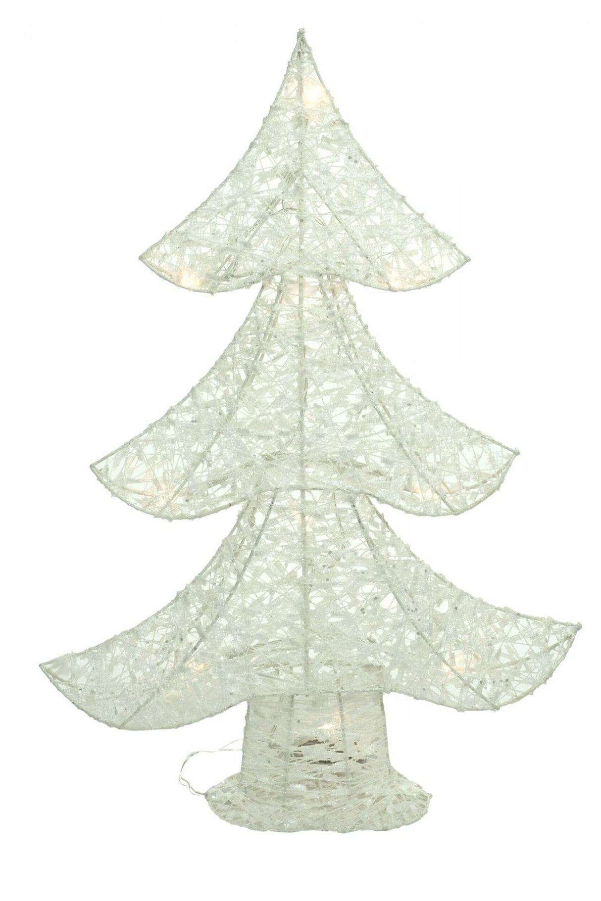 21.75" White Cotton Rope 3-Tier Illuminated Tree