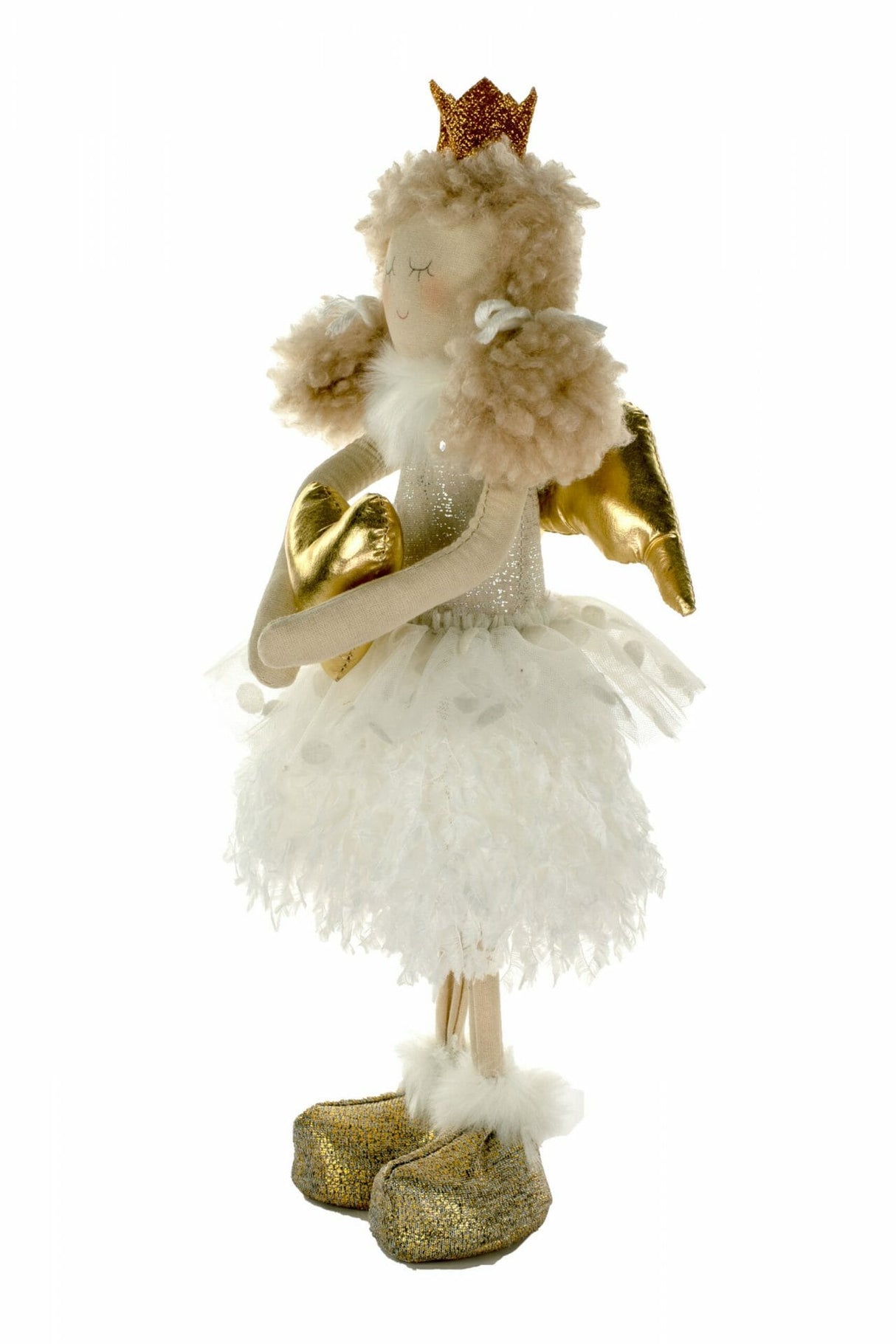 15" Beige Cloth Girl Doll with White Tutu