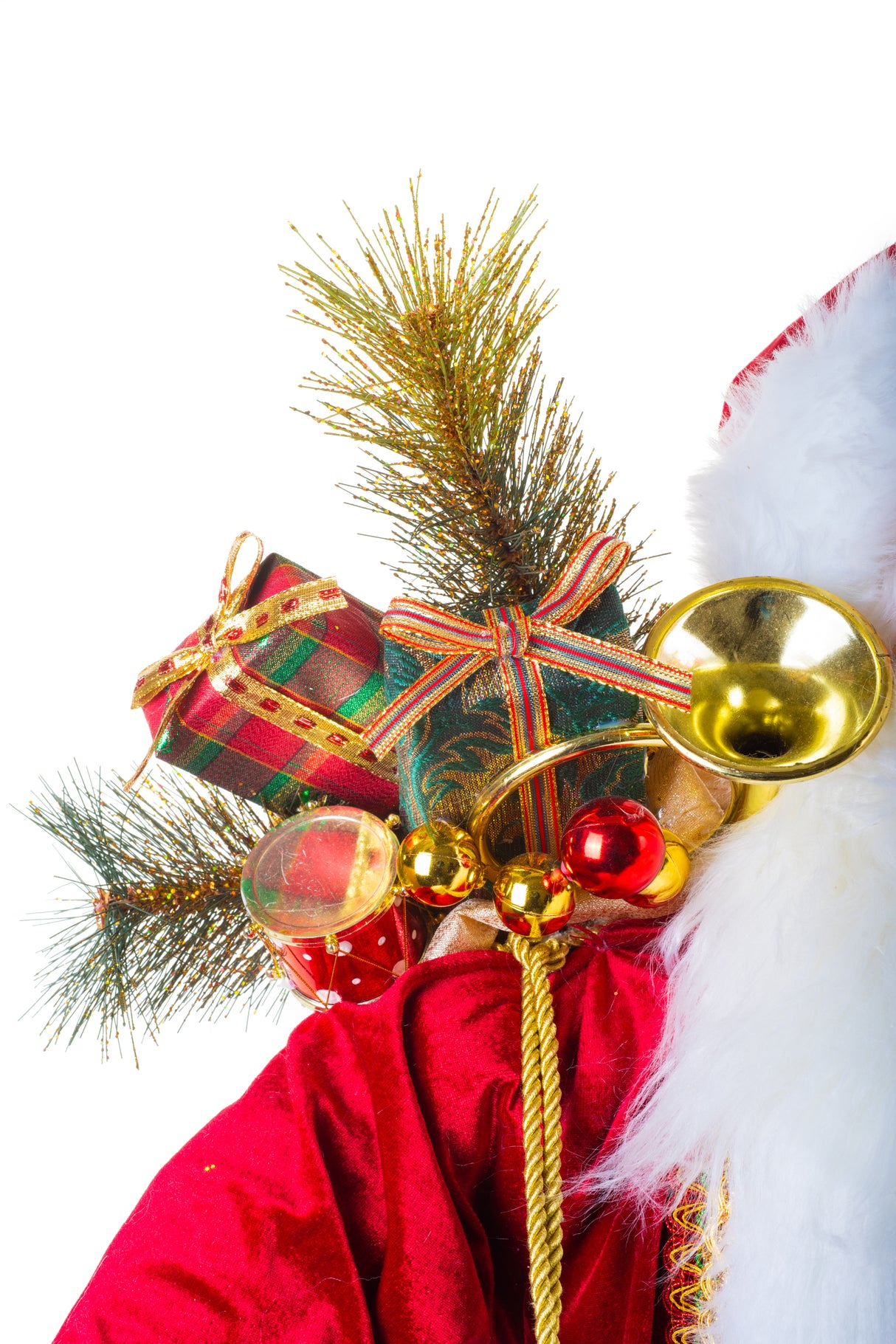 48" Velveteen Red Fabric Santa Claus Figurine with Gifts