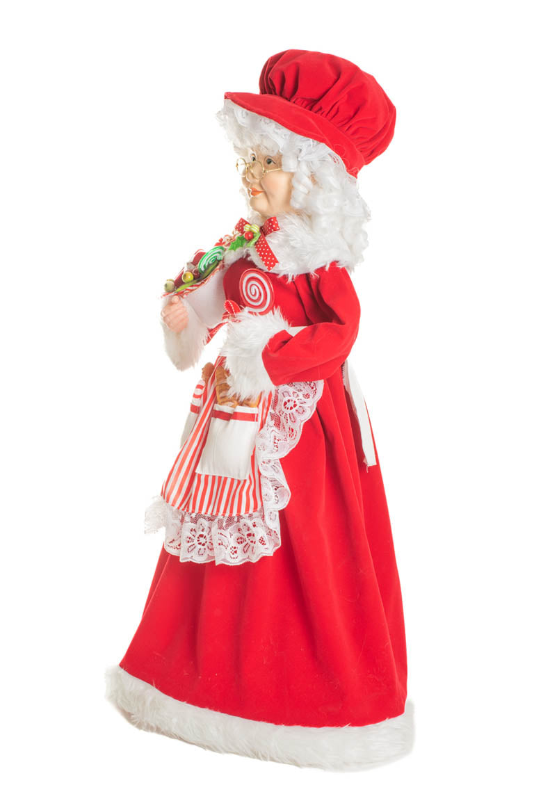 32" Candycane Red and White Cloth Classic Mrs. Claus Figurine