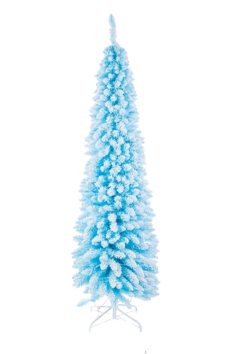 83" Flocked Sky Blue Plastic Fir Tree