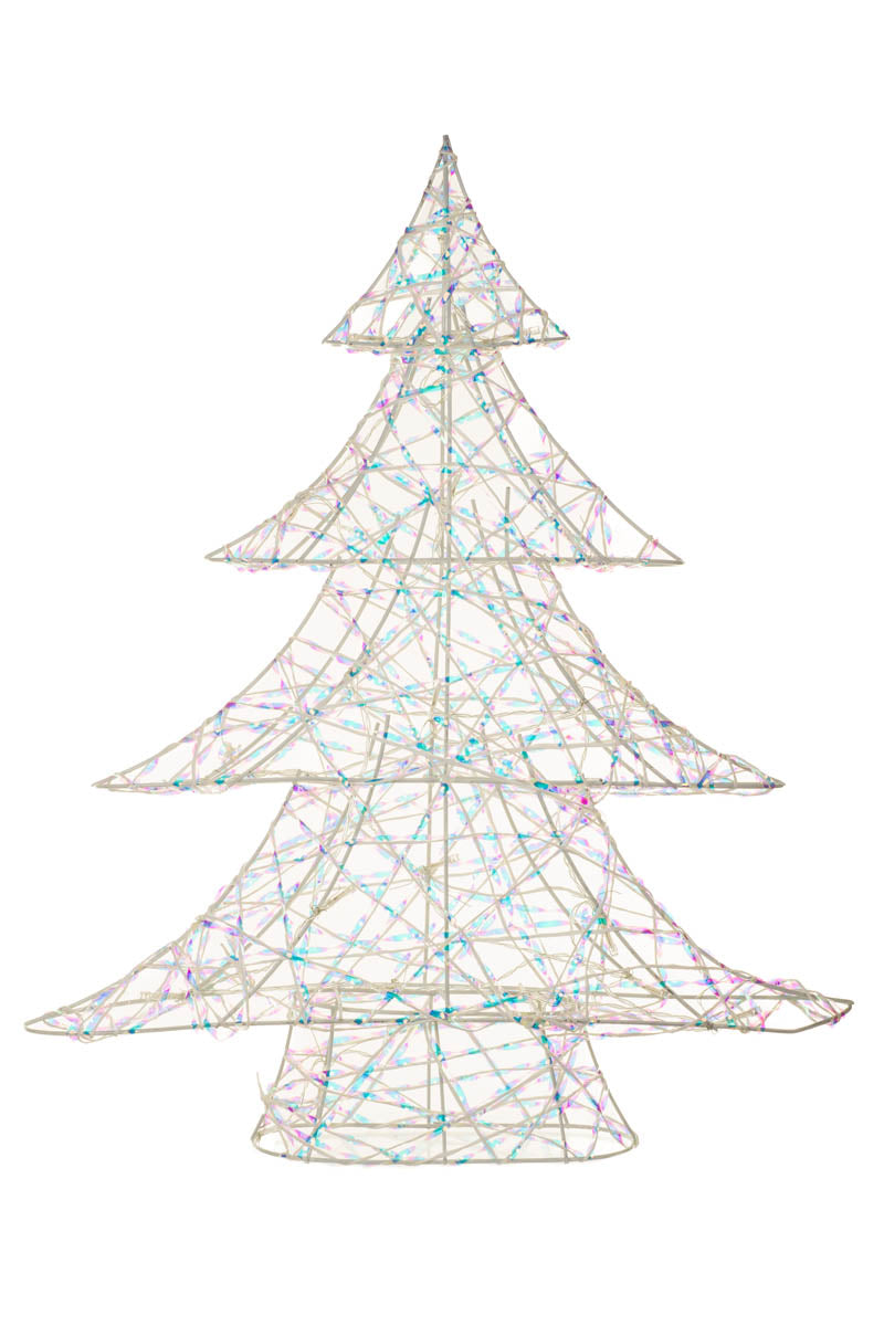 22.5" Iridescent White Metal Wireframe Warm White LED Christmas Tree