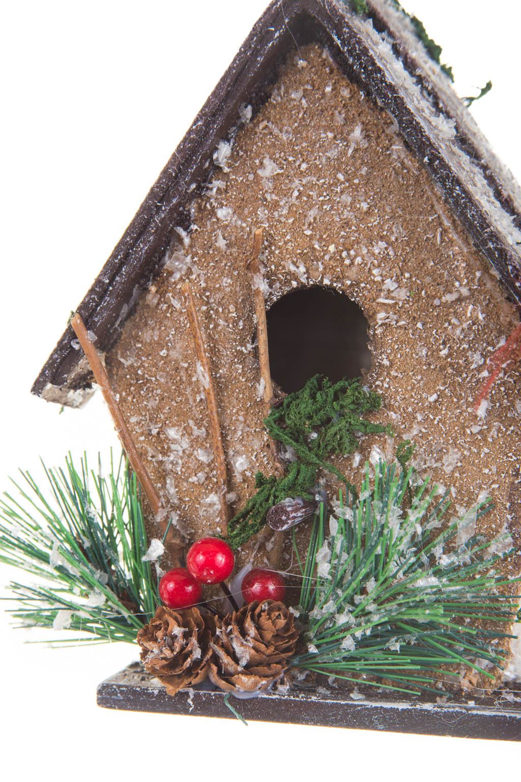 6" Hangable Brown Wood Birdhouse Christmas Cabin