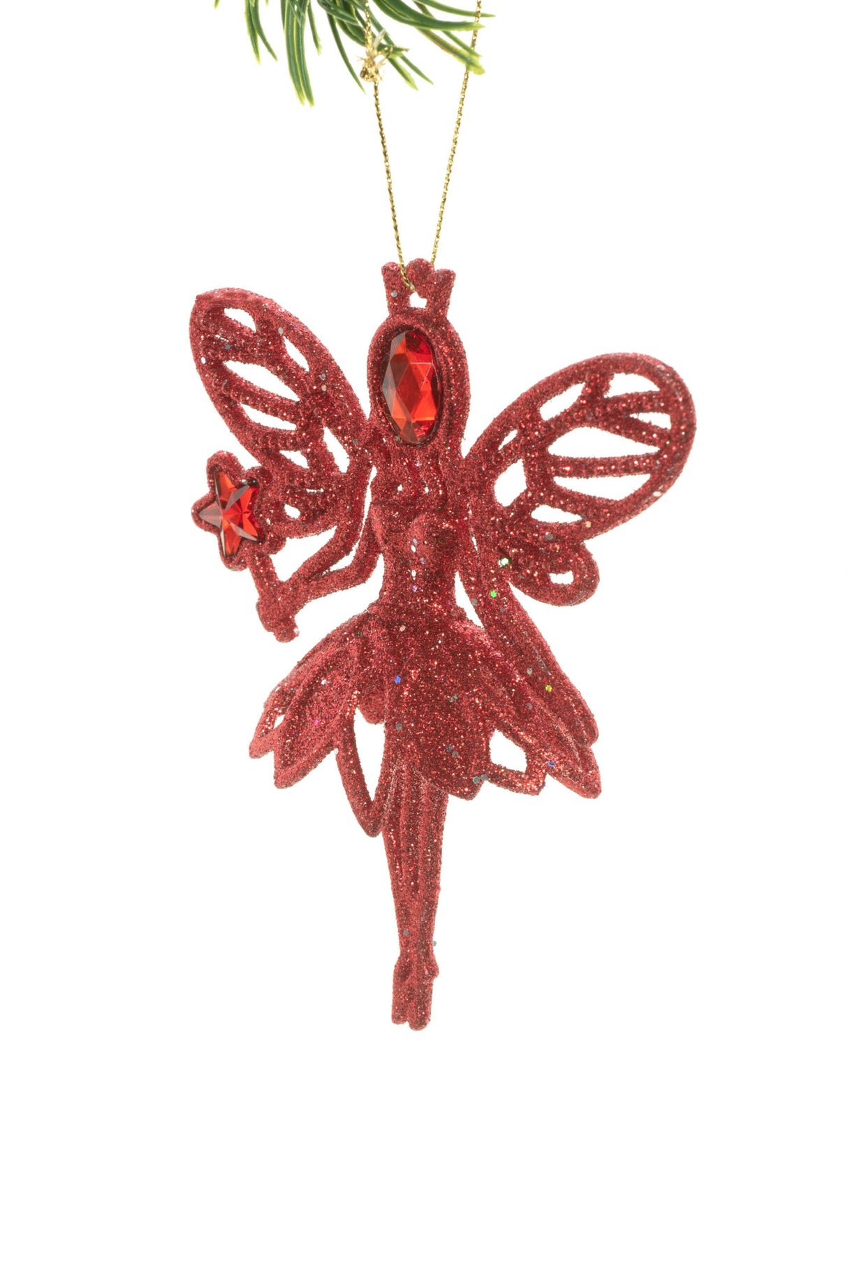 5"Hanging Red Angel Ornament with Star Wand