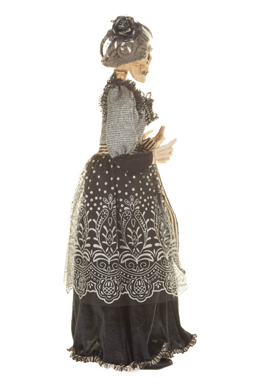 32" Black and Gray Polyester Mrs. Skeleton Figure