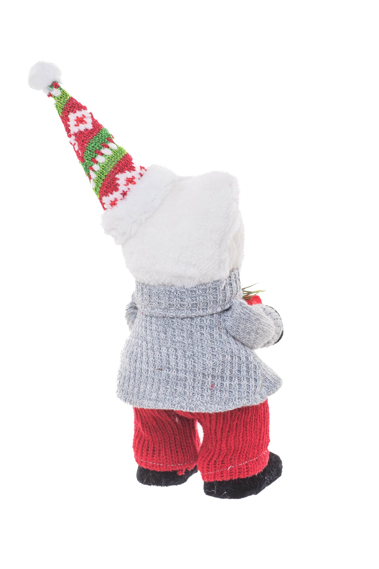 10" Red and Cream Furry Polar Bear Figurine