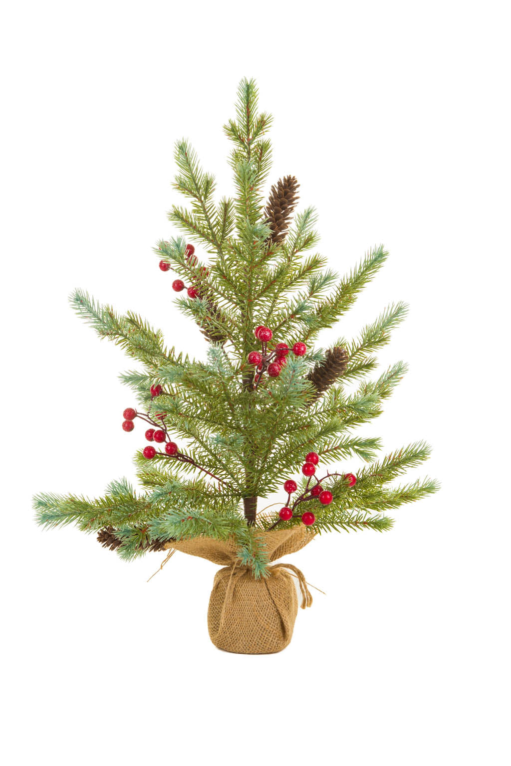 23.5"Green Pvc Christmas Tree with Berries and Pinecones