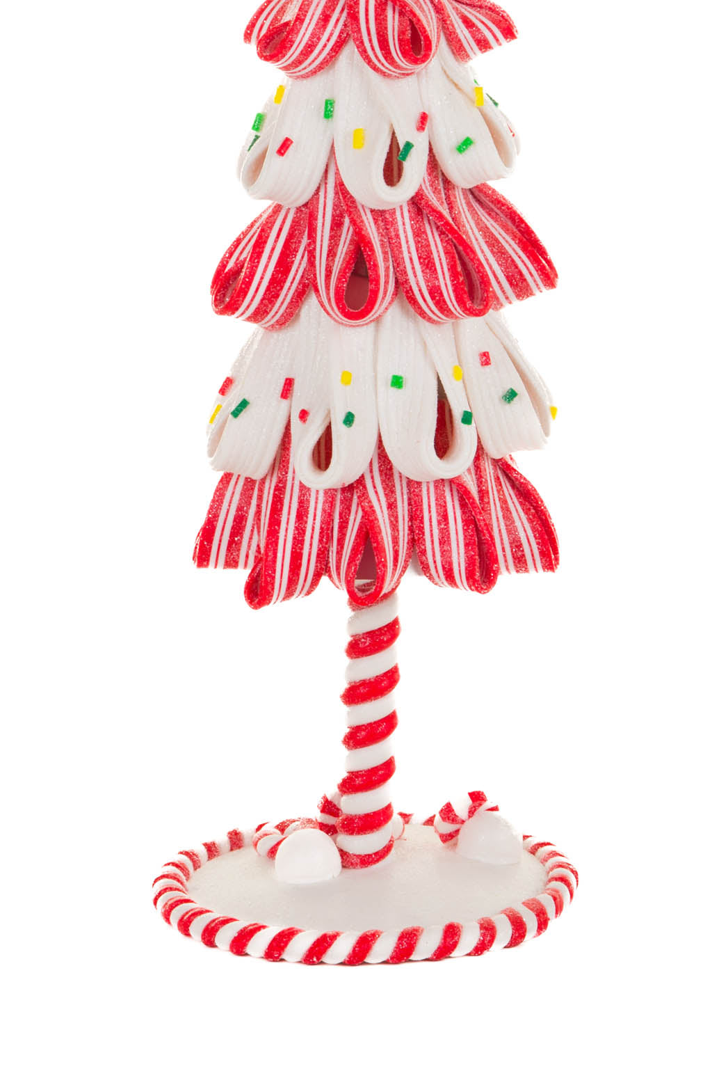 13.75" Candycane Red and White Metal Christmas Tree Display