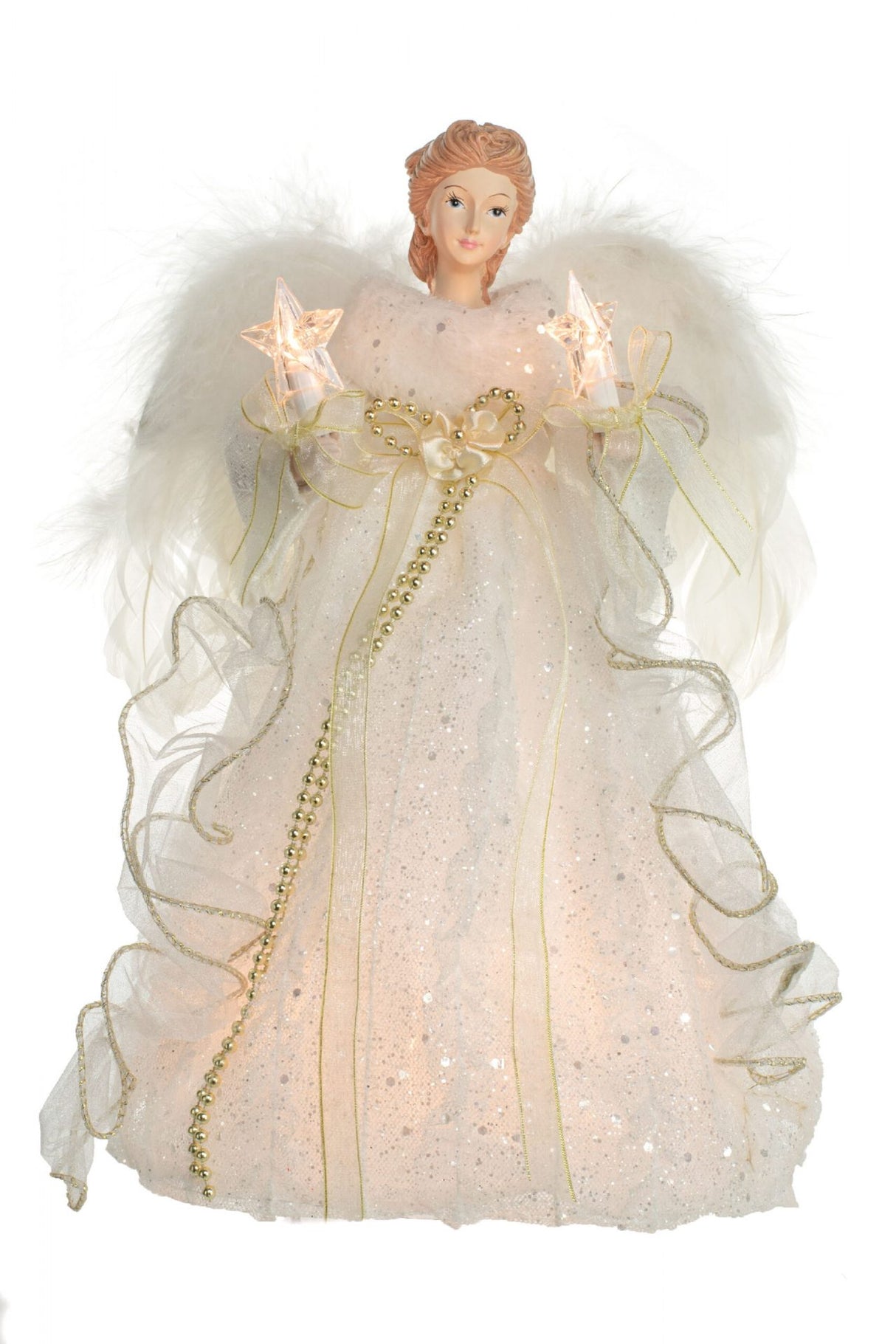 12" Ivory Cloth Modern 10-Light Angel Tree Topper