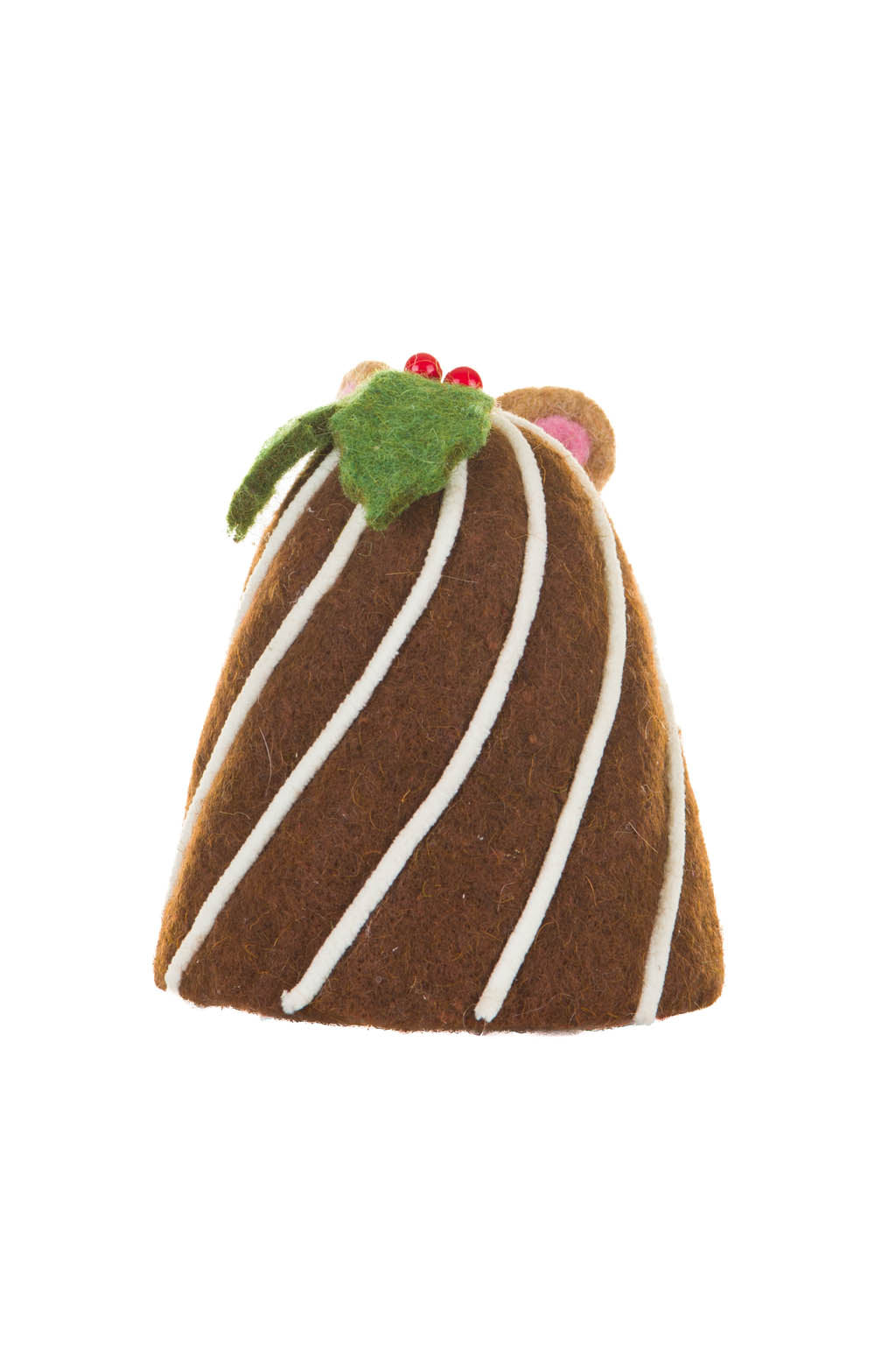 5.5" Brown Fleece Mouse Figure with Swirly Cake