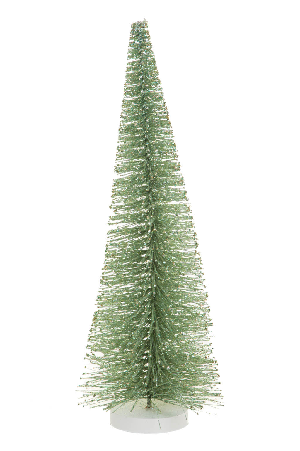 12"Green and Silver Wood Decorative Tree with Wooden Base