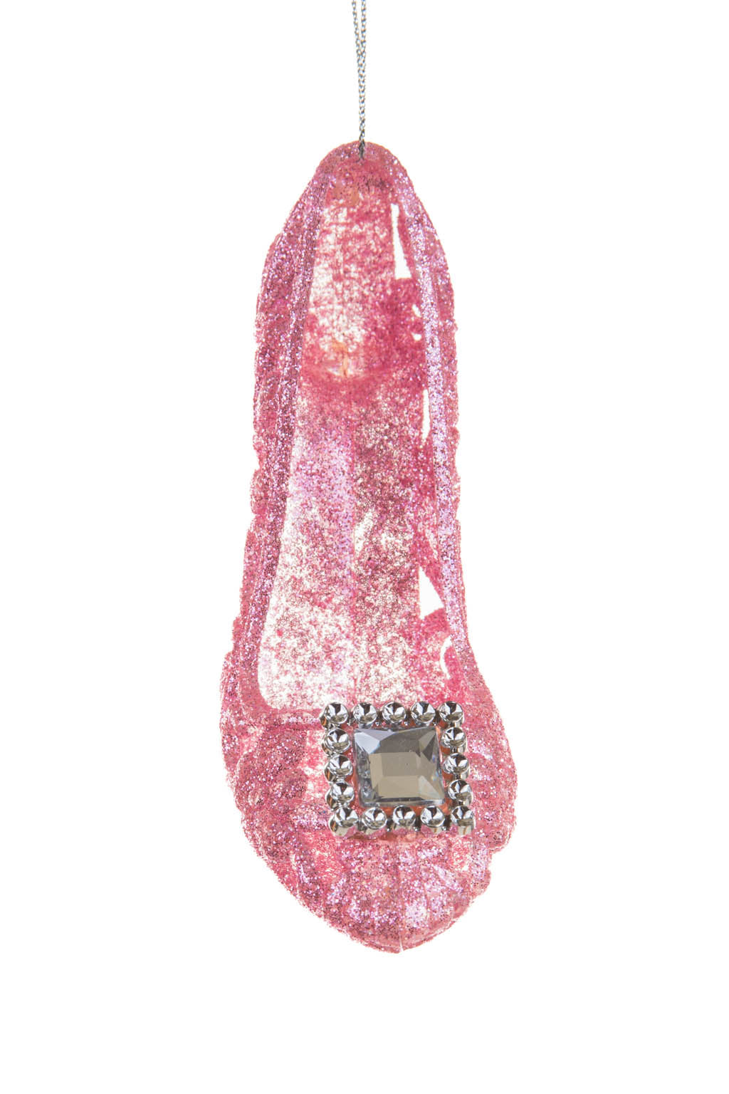 4"Hangable Pink Acrylic High Heel Ornament with Gemstone
