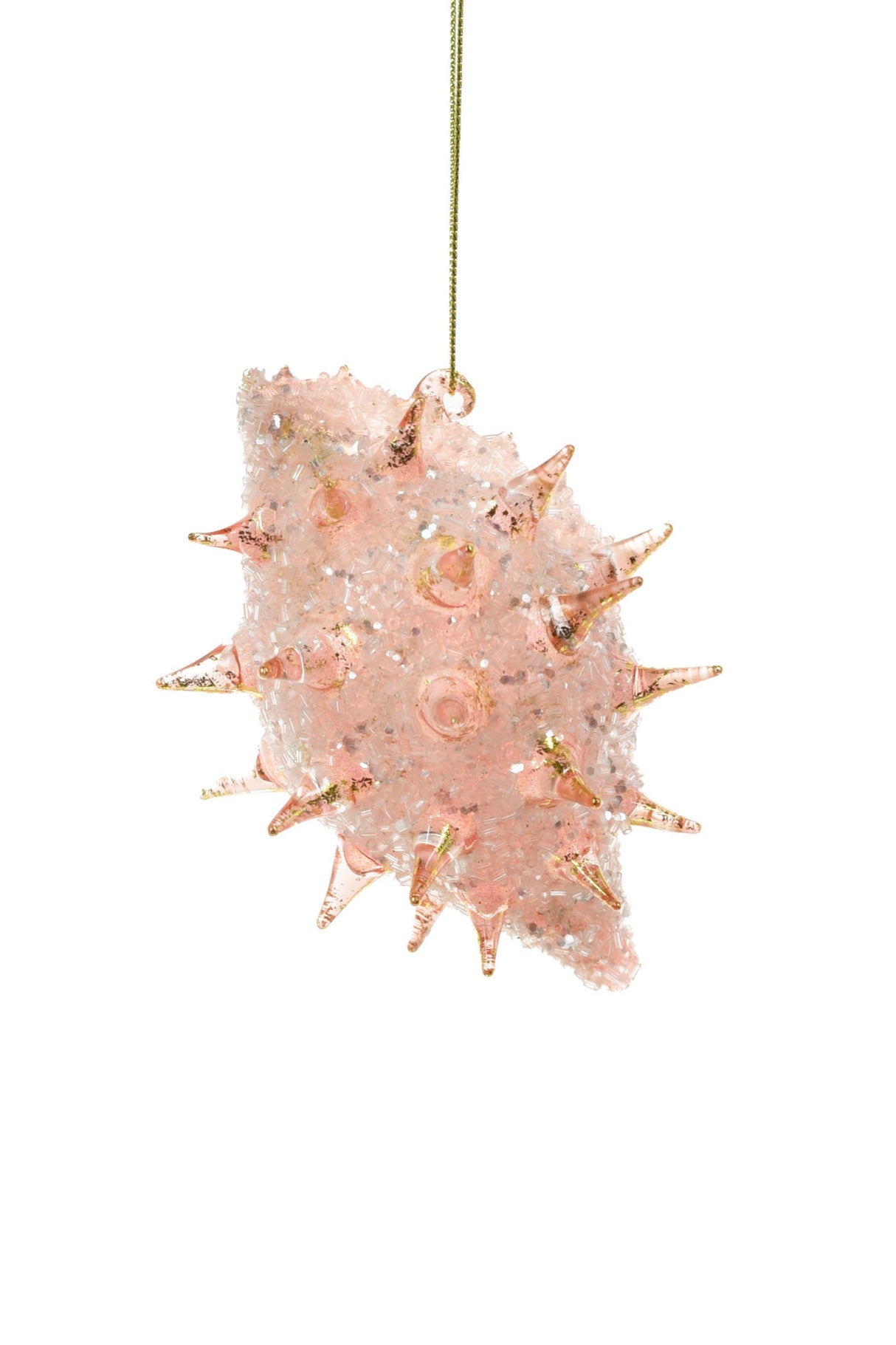 4" Hanging Pink Glass Spikey Seashell Ornament