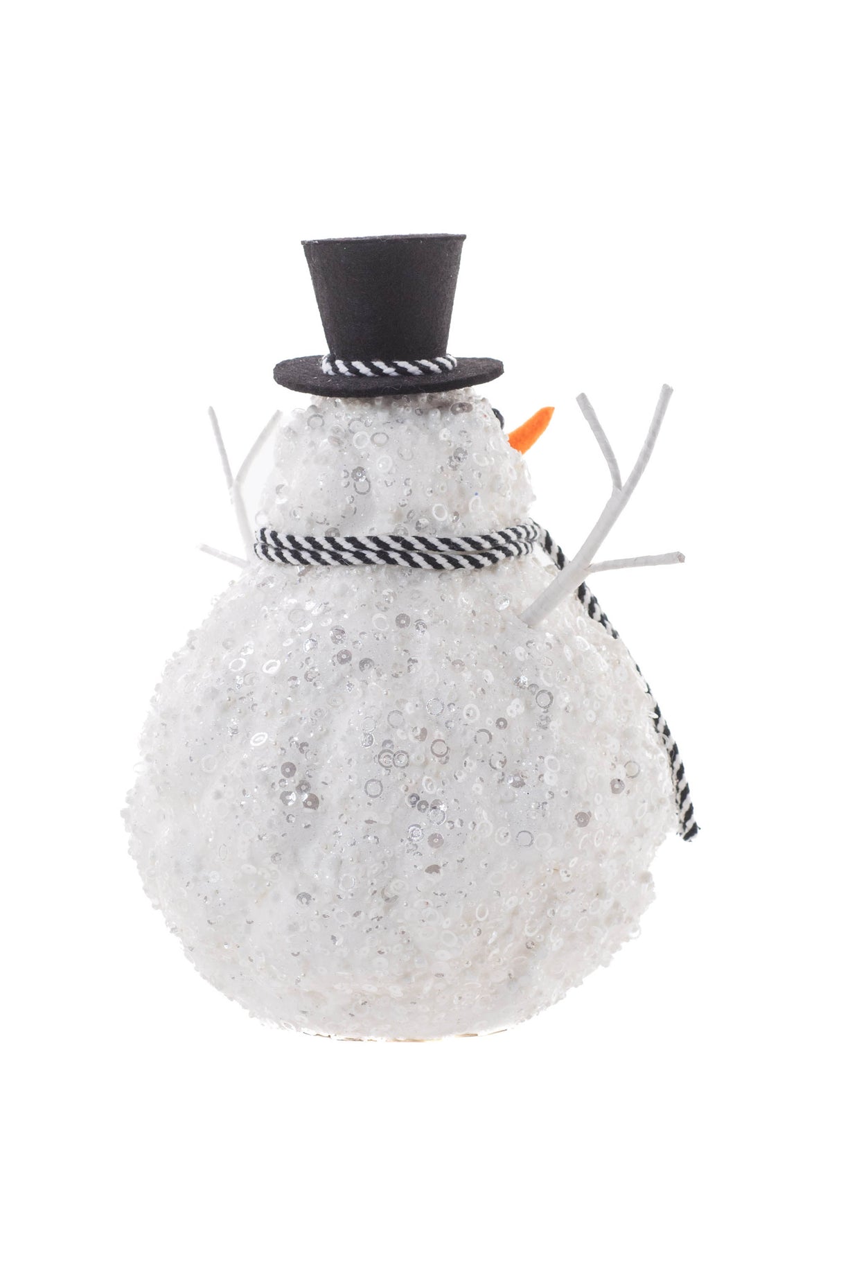 10.5" Striped Silver Foam Dimpled Snowman with Top Hat