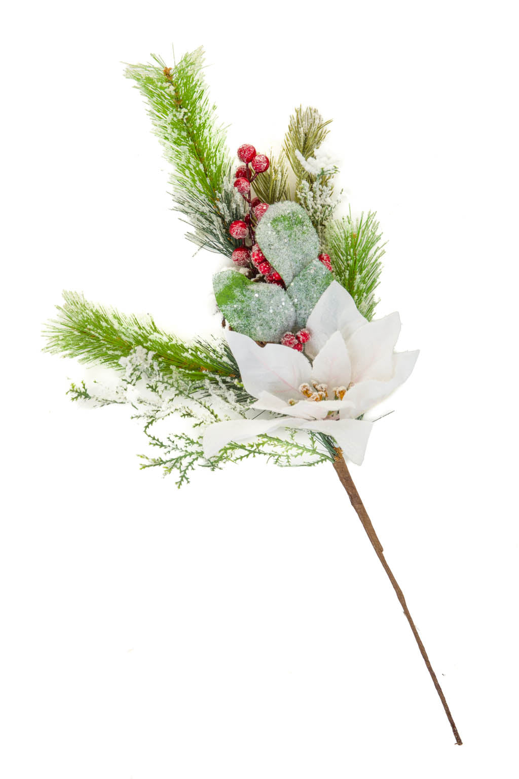 25" Green Pvc Poinsettia Spray with Red Berries
