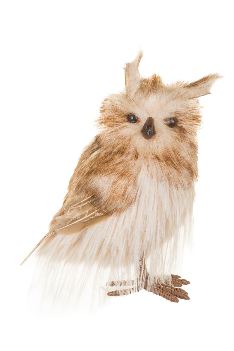 9.5" Brown and White Foam Great Horned Owl Figurine