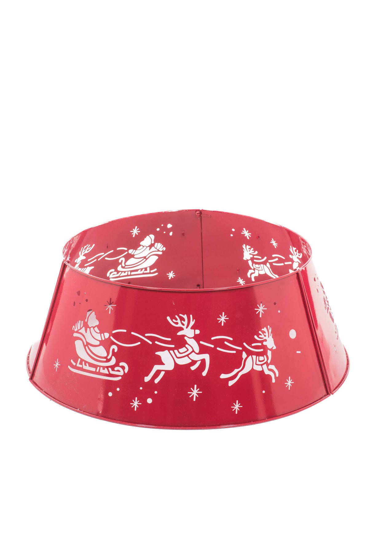 Red Sleigh and Reindeer Engraved LED Tree Collar
