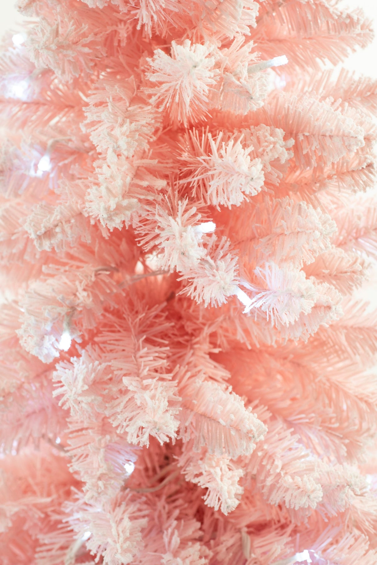 72" Pink Pvc Spruce-Needle LED Christmas Pencil Tree with Snowy Tips