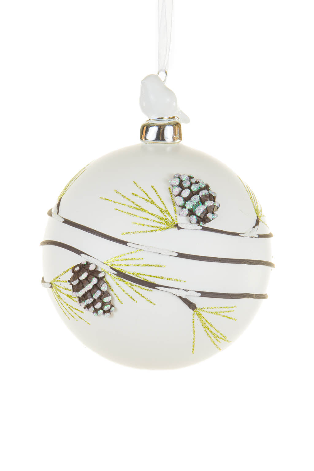 5" Hanging White Porcelain Ball Ornament