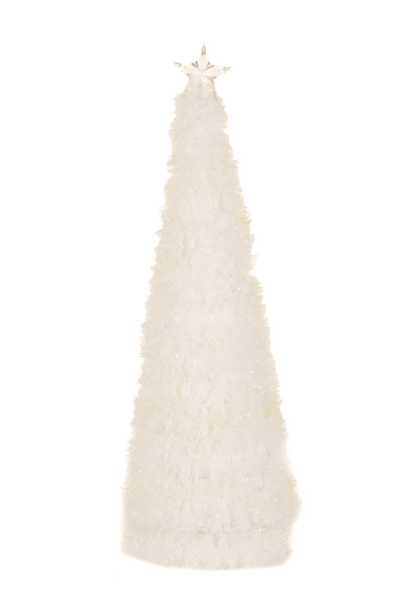 17.5"Ivory Fabric Ribbon Tree with Star