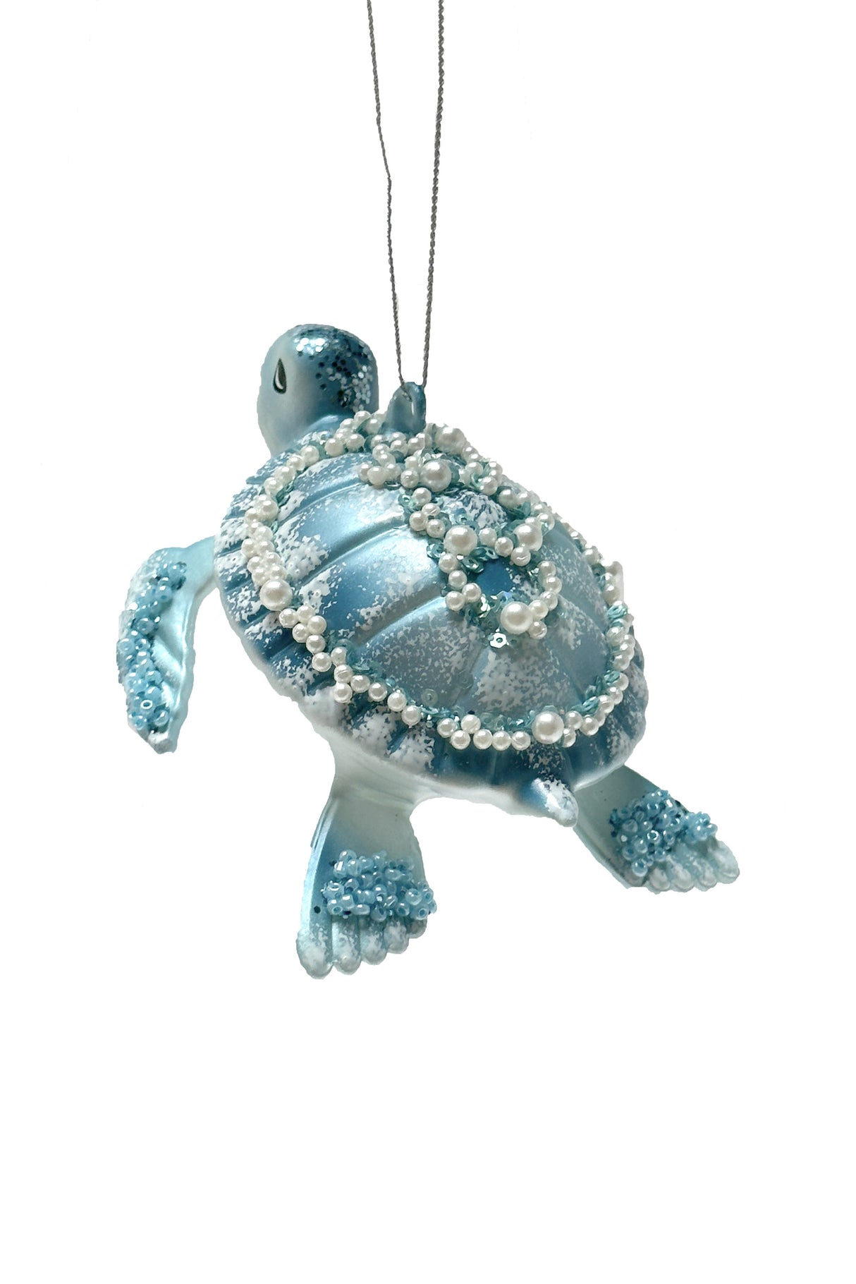 5" Hanging Blue Glass Turtle Ornament