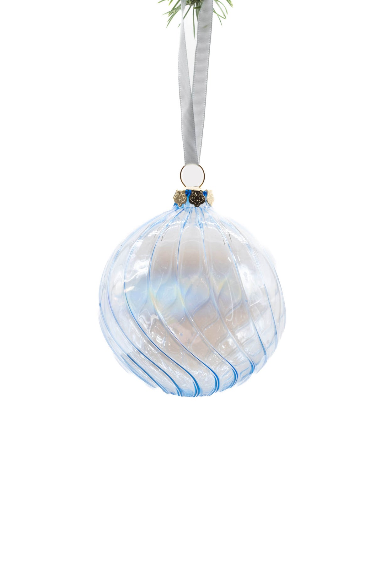 3.5" Hanging Aqua Glass Translucent Ball Ornament