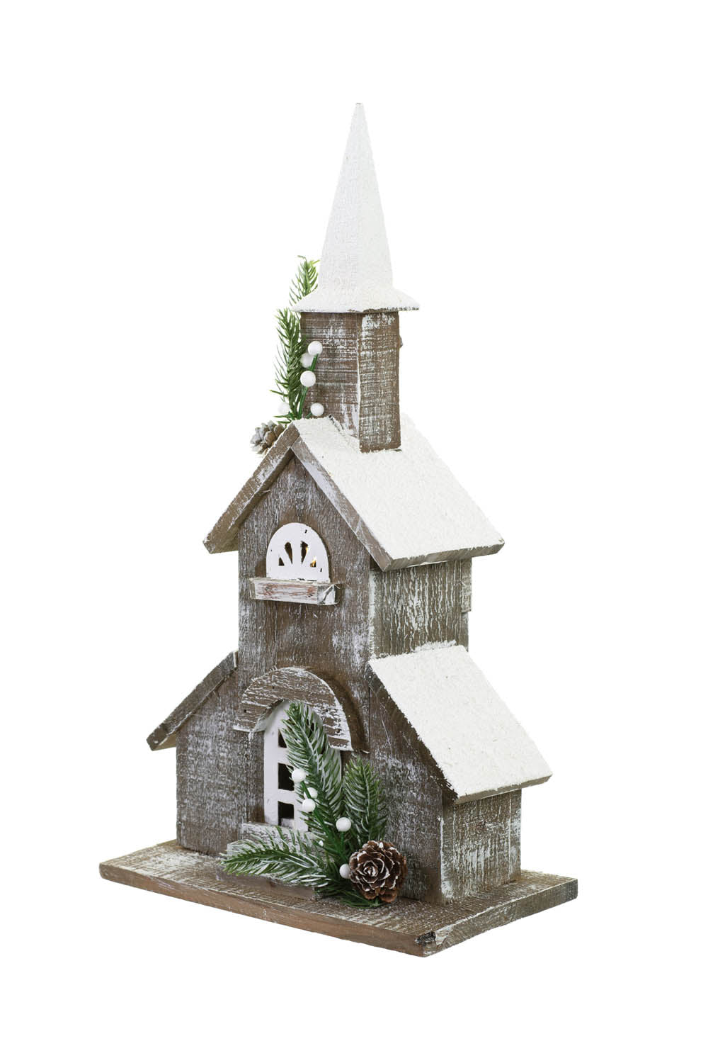 17.25" Gray and White Wood Church LED Display
