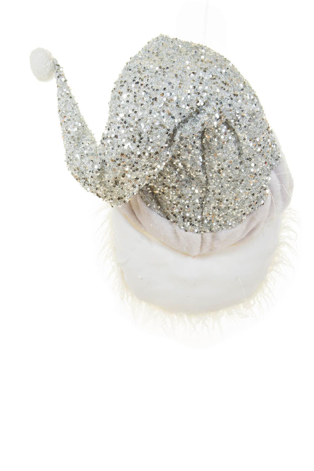 25" Hanging Silver and White Cotton Cherubic Santa Claus Head