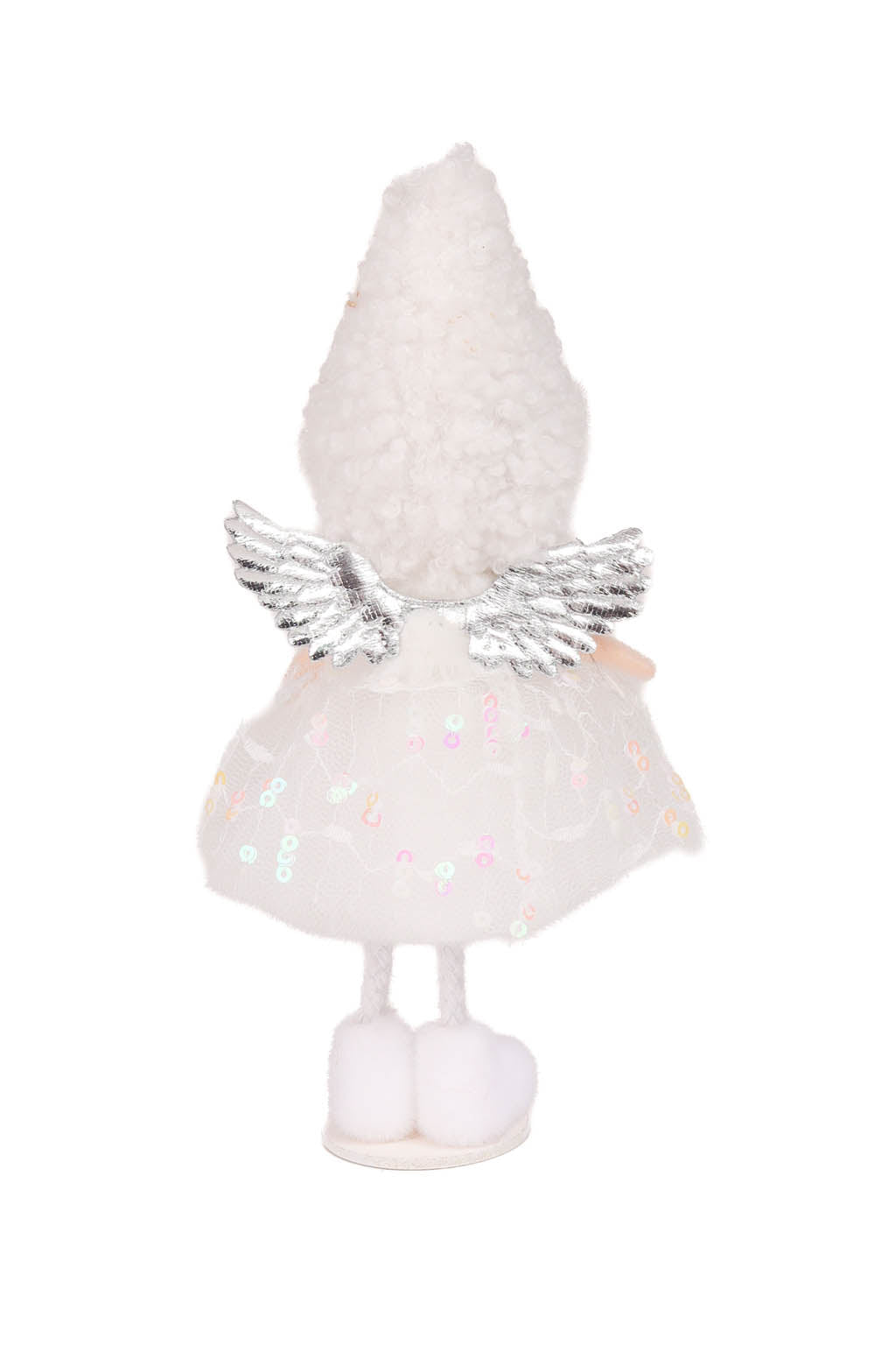 7.25" Sequin White Cotton Cherub Girl Doll with Pointed Hood