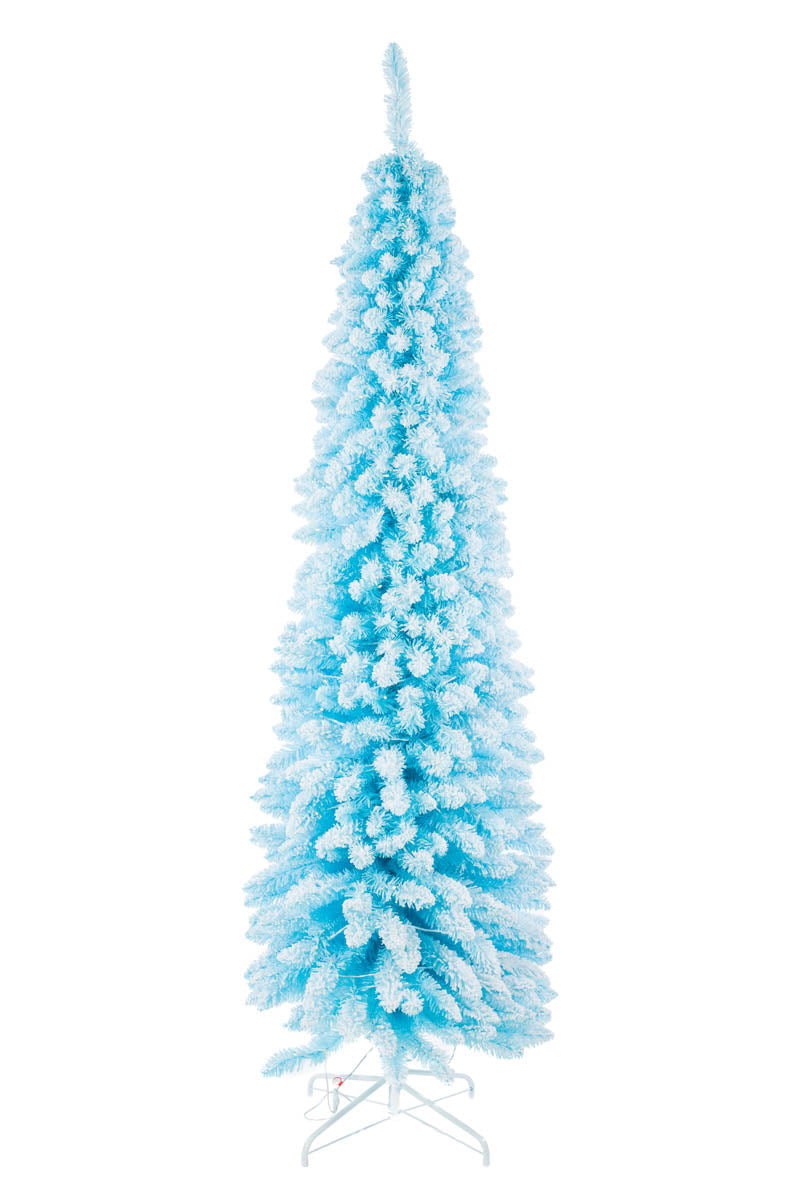 70" Flocked Sky Blue Plastic Fir Tree