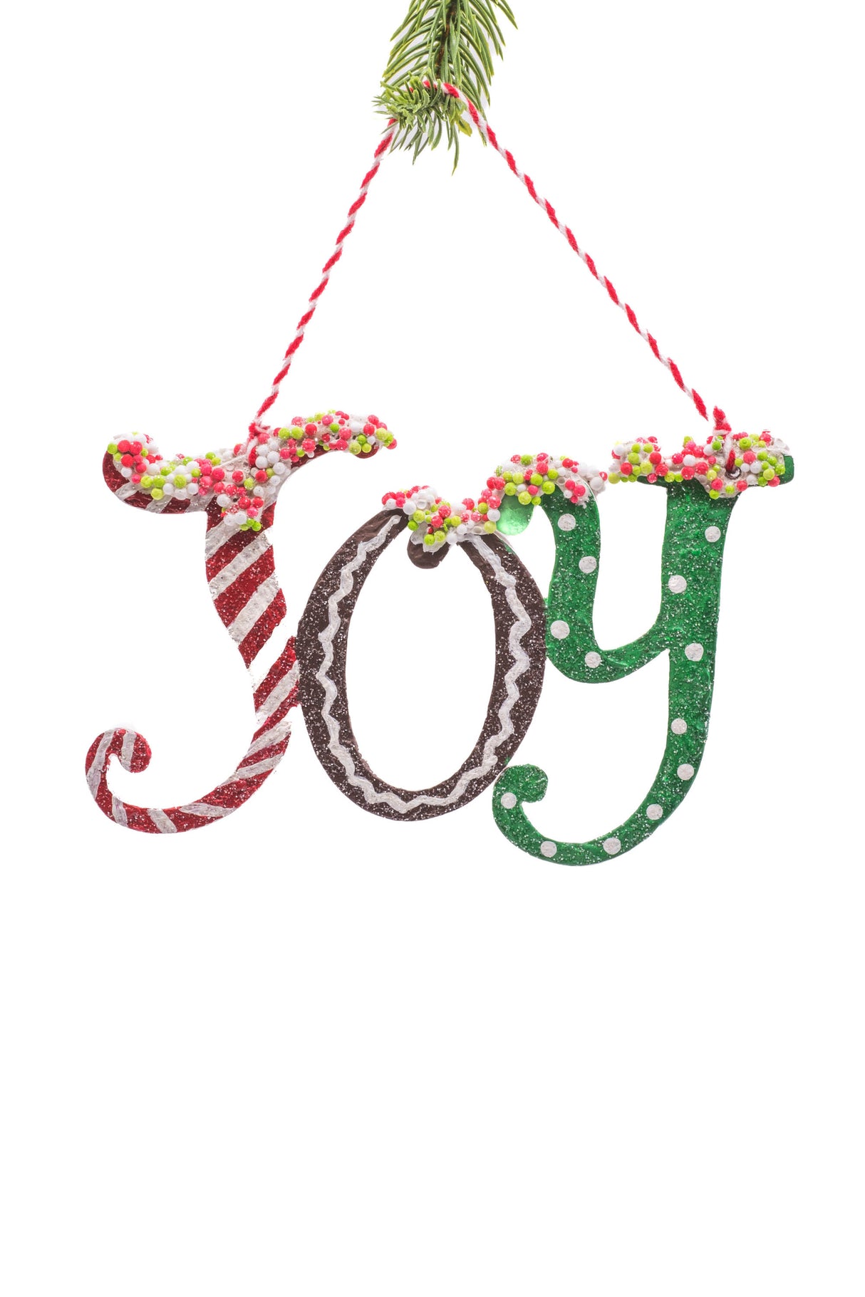 8" Hanging Sequin Rainbow Wood "Joy" Sign
